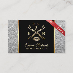 Modern Silver Glitter Hair Makeup Cadeaucertificaa Kortingskaartje