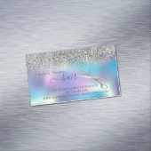 Modern Silver Glitter, Holographic, Scissors Hair Magnetisch Visitekaartje (Voorbeeld)