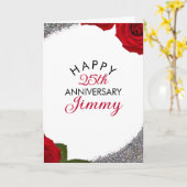 Modern Silver Glitter Husband 25e Jubileum Kaart (Gele Bloem)