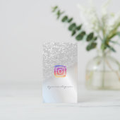 Modern Silver Glitter, Instagram Social Media Visitekaartje (Staand voorkant)