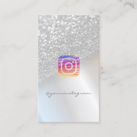 Modern Silver Glitter, Instagram Social Media Visitekaartje (Voorkant)
