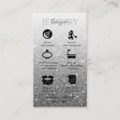 Modern Silver Glitter Jewelry Care Visitekaartje (Voorkant)