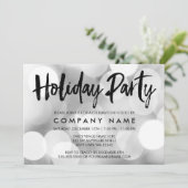 Modern Silver Glitter Liight Holiday Party Kaart (Staand voorkant)