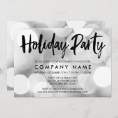 Modern Silver Glitter Liight Holiday Party Kaart (Voorkant / Achterkant)