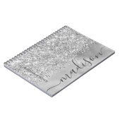 Modern Silver Glitter Metallic Monogram Script Notitieboek (Linkerzijde)