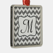 Modern Silver Glitter Monogram Initiaal Ornament (Rechts)