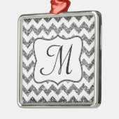 Modern Silver Glitter Monogram Initiaal Ornament (Links)