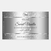 Modern Silver Glitter Monogram Product Labels Logo (Voorkant)