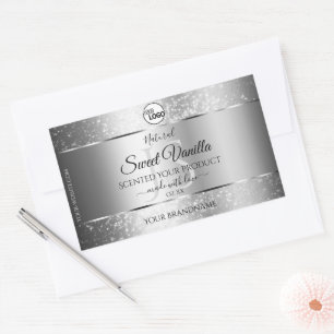 Modern Silver Glitter Monogram Product Labels Logo