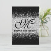 Modern Silver Glitter op Black Kaart (Staand voorkant)