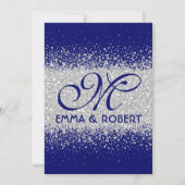 Modern Silver Glitter over Royal Blue Kaart (Voorkant)