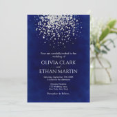Modern Silver Glitter over Royal Blue Kaart (Staand voorkant)