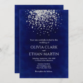 Modern Silver Glitter over Royal Blue Kaart (Voorkant / Achterkant)