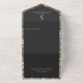 Modern Silver Glitter Photo No Dinner All In One Uitnodiging (Buitenkant)
