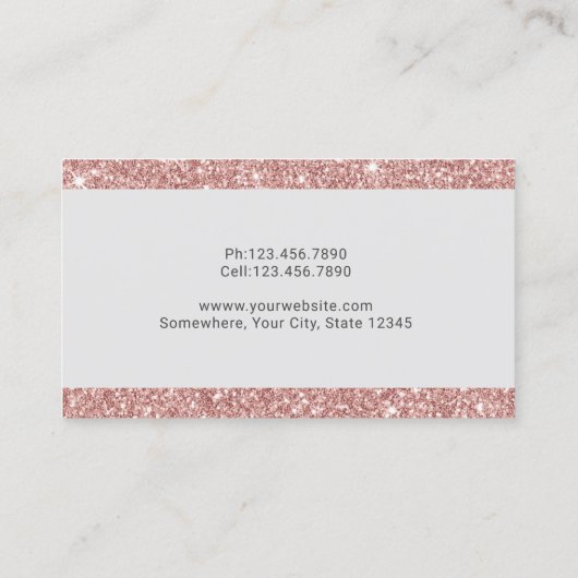 Modern Silver Glitter Pink Monogram Beauty Salon Visitekaartje (Achterkant)