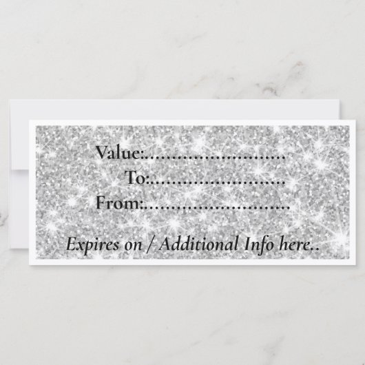 Modern Silver Glitter Salon Gift Note Card (Achterkant)