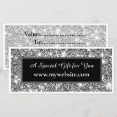Modern Silver Glitter Salon Gift Note Card (Voorkant / Achterkant)