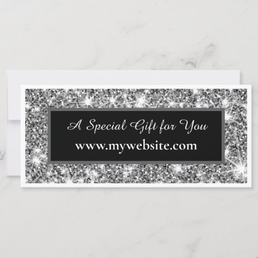 Modern Silver Glitter Salon Gift Note Card (Voorkant)