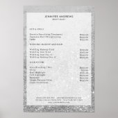 Modern Silver Glitter Salon Price List Poster (Voorkant)