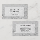 Modern Silver Glitter Salon Visitekaartje (Voorkant / Achterkant)