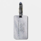 Modern Silver Glitter Script Naam Bagagelabel (Achterkant verticaal)