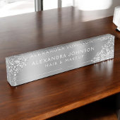 Modern Silver Glitter Sparkle Hair Makeup Naambordje