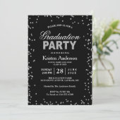 Modern Silver Glitter Sparkles Graduation Party Kaart (Staand voorkant)