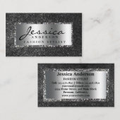 Modern Silver Glitter Stijlvol Visitekaartje (Voorkant / Achterkant)