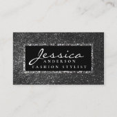 Modern Silver Glitter Stijlvol Visitekaartje (Voorkant)