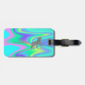 Modern Silver Glitter Unicorn, Holografisch Bagagelabel (Achterkant horizontaal)