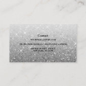 Modern Silver Glitter Visitekaartje (Achterkant)