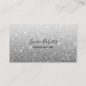 Modern Silver Glitter Visitekaartje (Voorkant)
