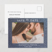 Modern Silver Glitter Wedding Save the Date Photo Uitnodiging Briefkaart (Voorkant / Achterkant)