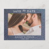 Modern Silver Glitter Wedding Save the Date Photo Uitnodiging Briefkaart (Voorkant)