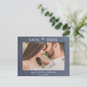 Modern Silver Glitter Wedding Save the Date Photo Uitnodiging Briefkaart (Staand voorkant)