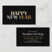 Modern Silver & Gold, New Year's Eve Party Ticket Informatiekaartje (Voorkant / Achterkant)