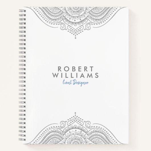 Modern Silver-Gray Mandala Notitieboek (Voorkant)
