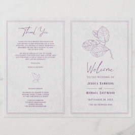 Modern Silver Gray Paars Elegant Wedding Programme
