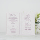 Modern Silver Gray Paars Elegant Wedding Programme (Staand voorkant)