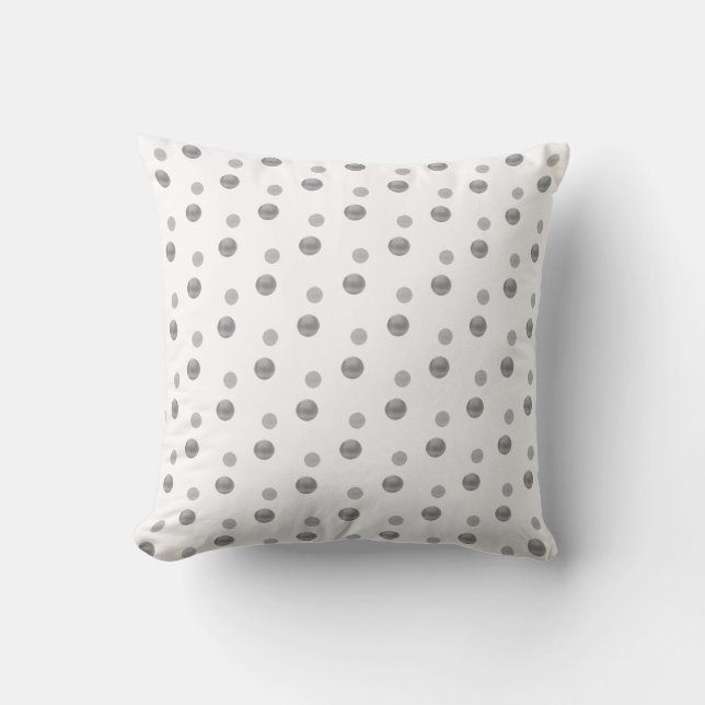 Modern Silver Gray Polka Dots on White Kussen (Voorkant)