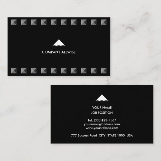 Modern Silver Gray Pyramids op zwart Visitekaartje (Voorkant / Achterkant)