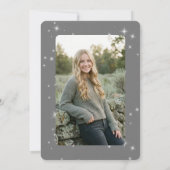 Modern Silver Gray & White Sparkle Graduation Aankondiging (Achterkant)