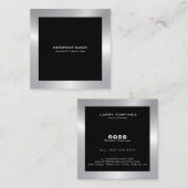 Modern Silver-grens zwart Vierkante Visitekaartje (Voorkant / Achterkant)
