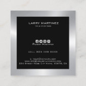 Modern Silver-grens zwart Vierkante Visitekaartje (Achterkant)