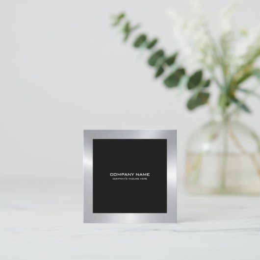 Modern Silver-grens zwart Vierkante Visitekaartje (Staand voorkant)