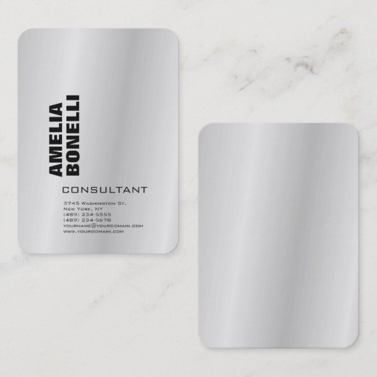 Modern Silver Grey Bold Minimalist Professional Visitekaartje (Voorkant / Achterkant)