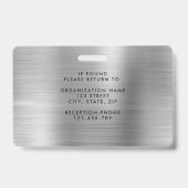 Modern Silver Grey Company Foto ID Badge (Achterkant)