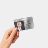 Modern Silver Grey Company Foto ID Badge (Handheld)