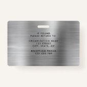Modern Silver Grey Company Foto ID Badge (Achterkant)