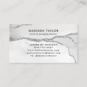 Modern Silver Grey Glitter Agate Marble Monogram Afsprakenkaartje (Achterkant)